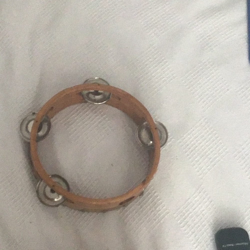 Brown Tambourine with Silver Jingles